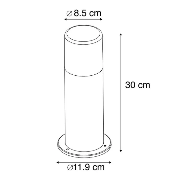 Stehende Außenlampe schwarz mit Opalschirm weiß 30 cm IP44 - Odense