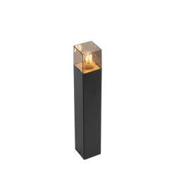 Stehende Außenlampe schwarz 50 cm IP44 mit Rauchglaseffekt - Dänemark