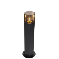 Stehende Außenlampe Schwarz mit Rauchglas Sechseckig 50 cm - Dänemark
