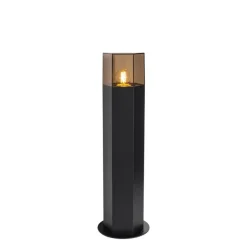 Stehende Außenlampe Schwarz mit Rauchglas Sechseckig 50 cm - Dänemark