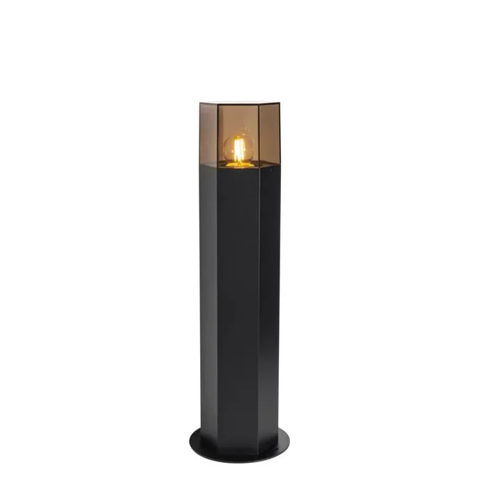 Stehende Außenlampe Schwarz mit Rauchglas Sechseckig 50 cm - Dänemark