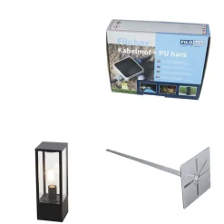 Stehende Außenleuchte schwarz 40 cm mit Erdspieß und Kabeltülle - Charlois