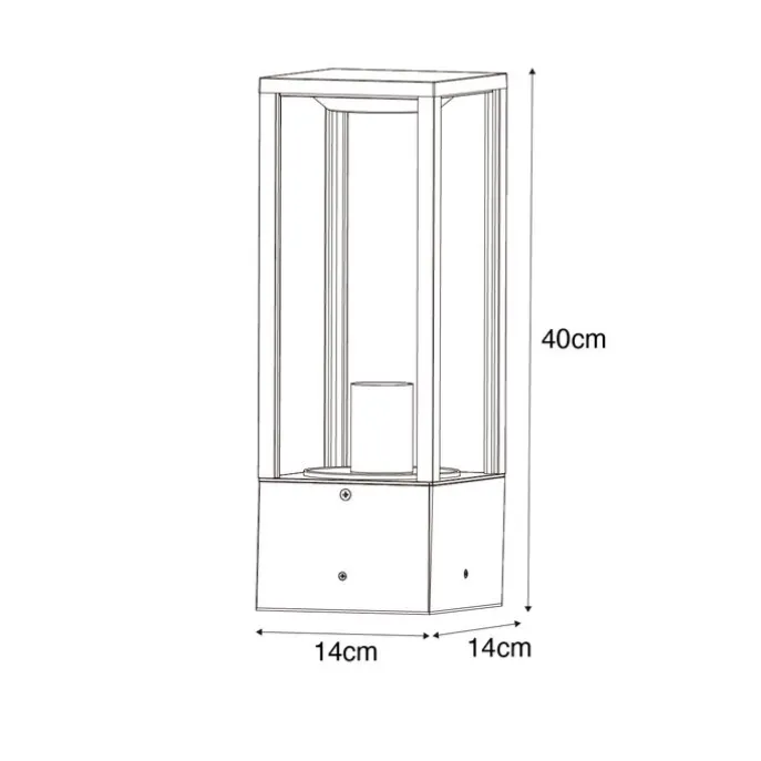 Stehende Außenleuchte schwarz mit geripptem Glas 40 cm IP44 - Charlois