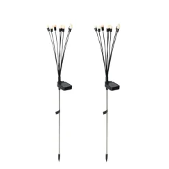 Stehende Außenleuchte schwarz inkl. LED mit Solar und Erdspieß - Fire Fly