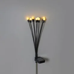 Stehende Außenleuchte schwarz inkl. LED mit Solar und Erdspieß - Fire Fly