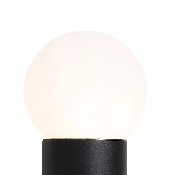 Stehende Außenleuchte schwarz mit Opalglas 50 cm IP44 - Huma