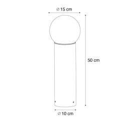 Stehende Außenleuchte schwarz mit Opalglas 50 cm IP44 - Huma