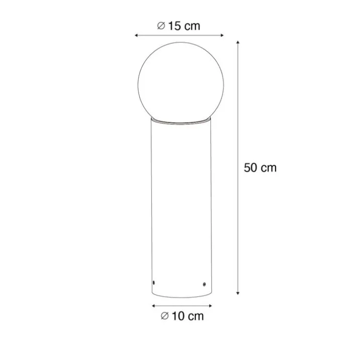 Stehende Außenleuchte schwarz mit Opalglas 50 cm IP44 - Huma