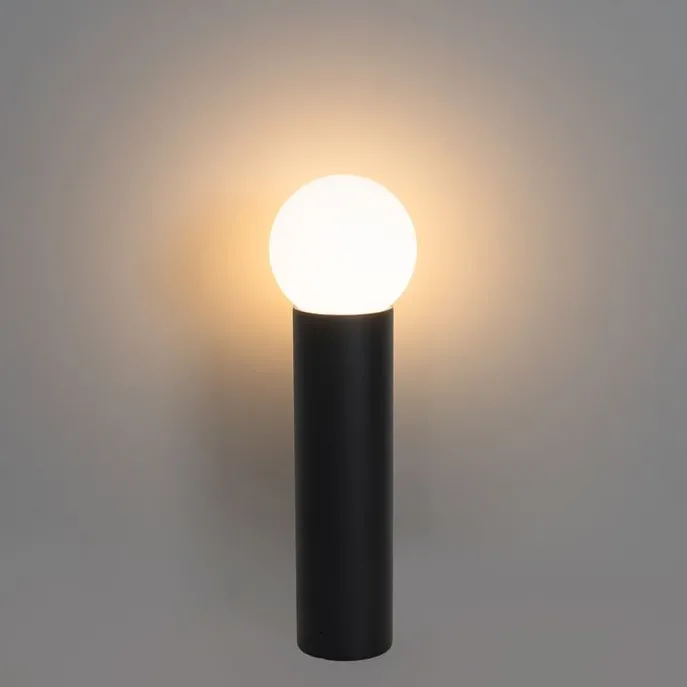 Stehende Außenleuchte schwarz mit Opalglas 50 cm IP44 - Huma