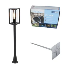Stehende Außenleuchte schwarz 100 cm mit Erdspieß und Kabeltülle - Charlois