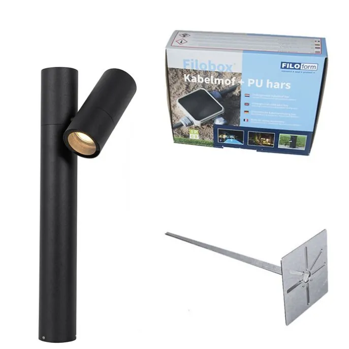 Stehende Außenleuchte schwarz 50 cm verstellbar - Duo