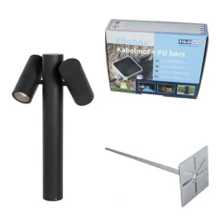 Stehende Außenleuchte schwarz 50 cm 2-Licht verstellbar - Duo