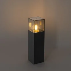 Stehende Außenleuchte schwarz mit Rauchglas 30 cm - Dänemark