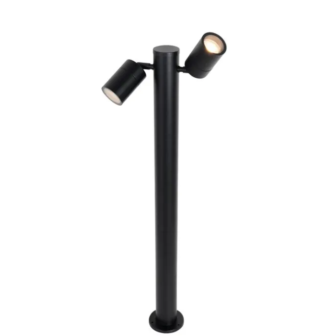 Stehende Außenleuchte schwarz 80 cm IP44 verstellbar 2-Licht - Duo