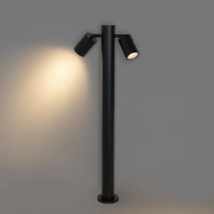 Stehende Außenleuchte schwarz 80 cm IP44 verstellbar 2-Licht - Duo