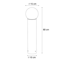 Stehende Außenleuchte schwarz mit Opalglas 80 cm IP44 - Huma