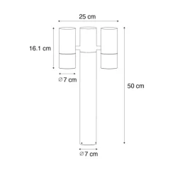 Stehende Außenleuchte schwarz 50 cm 2-Licht verstellbar - Duo