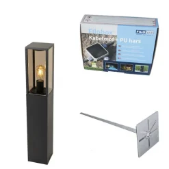 Stehende Außenleuchte schwarz mit Rauch 80 cm IP44 - Charlois