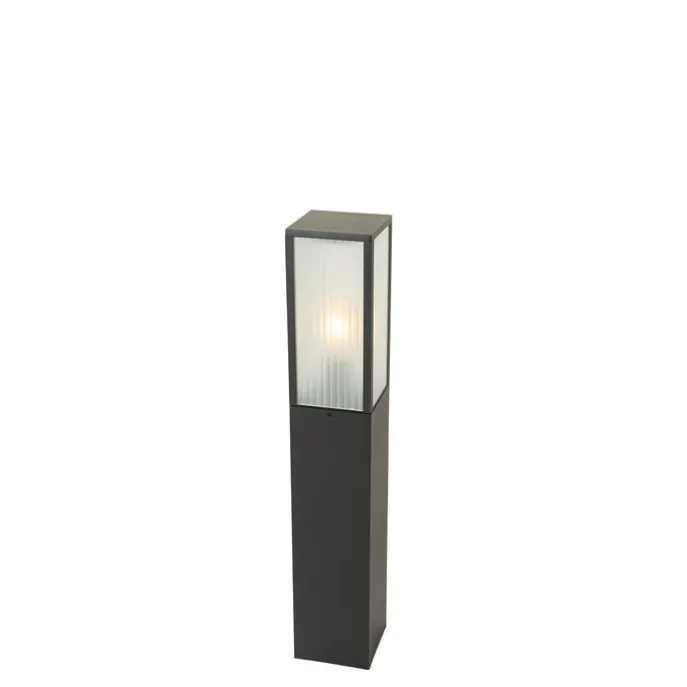 Stehende Außenleuchte schwarz mit geripptem Glas 80 cm IP44 - Charlois