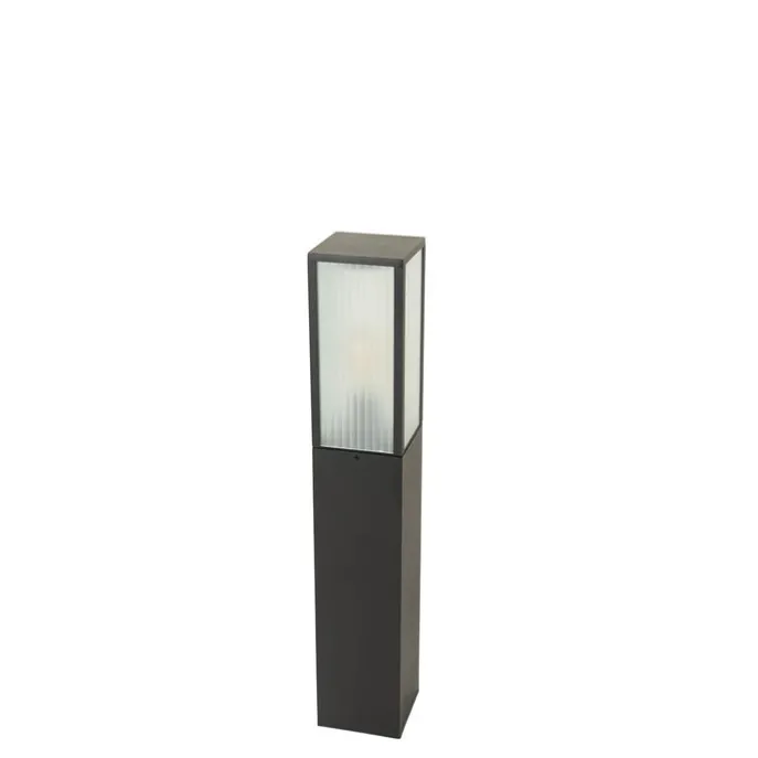 Stehende Außenleuchte schwarz mit geripptem Glas 80 cm IP44 - Charlois