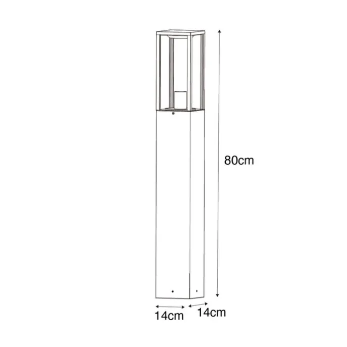 Stehende Außenleuchte schwarz mit geripptem Glas 80 cm IP44 - Charlois