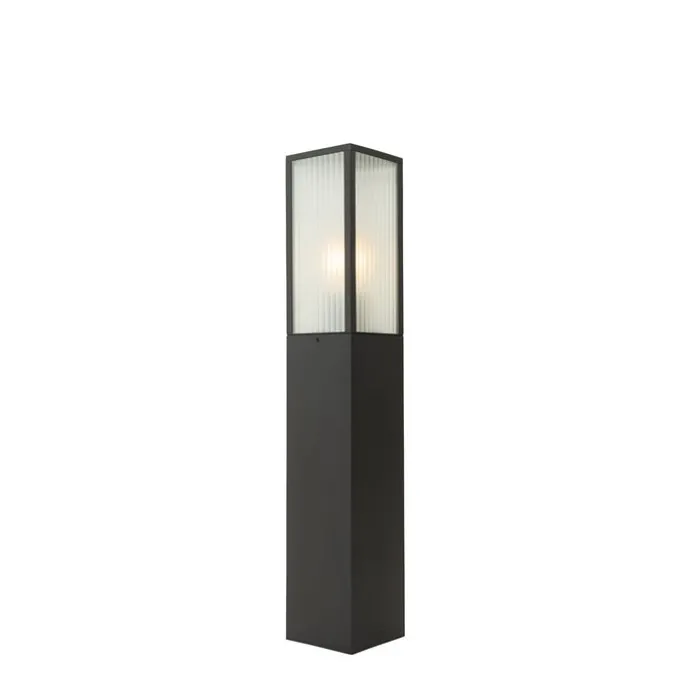 Stehende Außenleuchte schwarz mit geripptem Glas 80 cm IP44 - Charlois