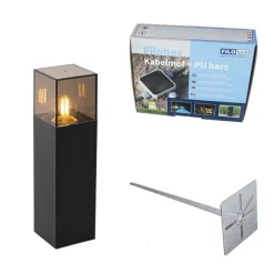 Stehende Außenleuchte schwarz mit Rauchglas 30 cm - Dänemark