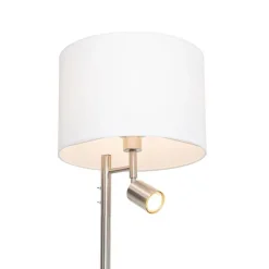 Stehlampe aus Stahl mit weißem Schirm und Leselampe - Jelena