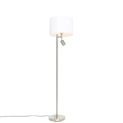 Stehlampe aus Stahl mit weißem Schirm und Leselampe - Jelena