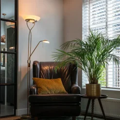 Stehlampe Bronze inkl. LED und Dimmer mit Leselampe - Empoli