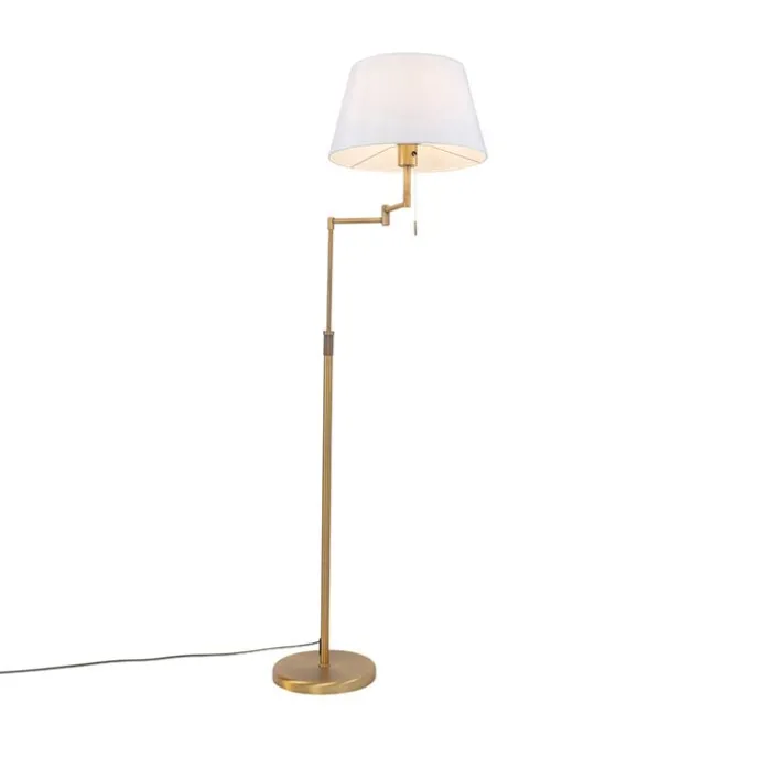 Stehlampe Bronze mit weißem Schirm und verstellbarem Arm - Ladas Deluxe