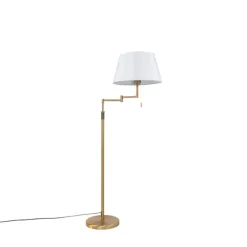 Stehlampe Bronze mit weißem Schirm und verstellbarem Arm - Ladas Deluxe