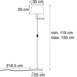 Stehlampe Bronze mit weißem Schirm und verstellbarem Arm - Ladas Deluxe