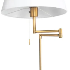 Stehlampe Bronze mit weißem Schirm und verstellbarem Arm - Ladas Deluxe