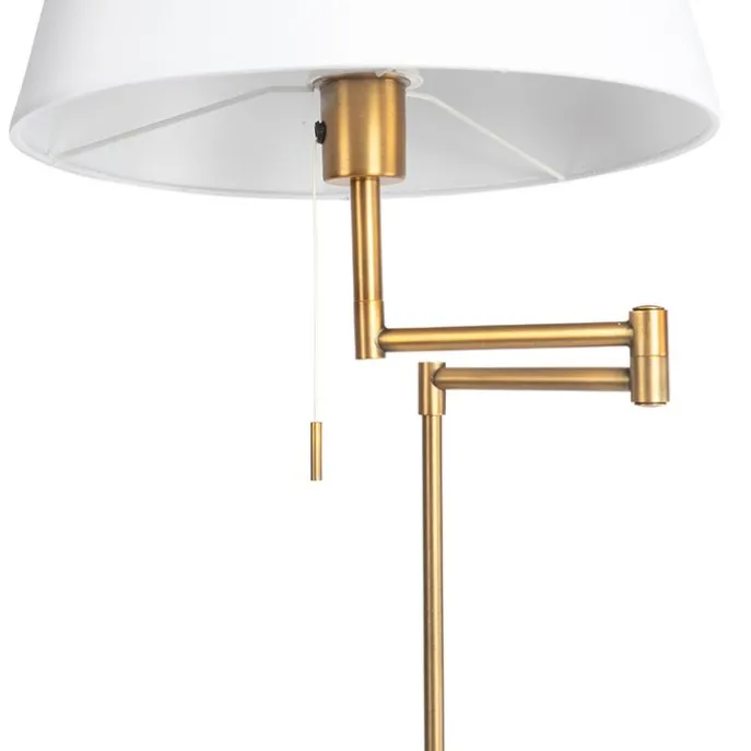 Stehlampe Bronze mit weißem Schirm und verstellbarem Arm - Ladas Deluxe