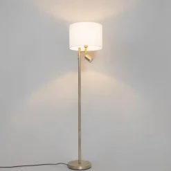 Stehlampe Bronze mit weißem Schirm und Leselampe - Jelena