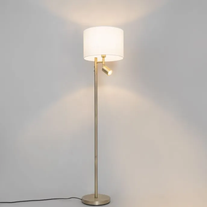 Stehlampe Bronze mit weißem Schirm und Leselampe - Jelena