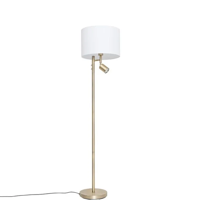 Stehlampe Bronze mit weißem Schirm und Leselampe - Jelena