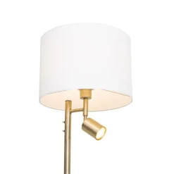 Stehlampe Bronze mit weißem Schirm und Leselampe - Jelena