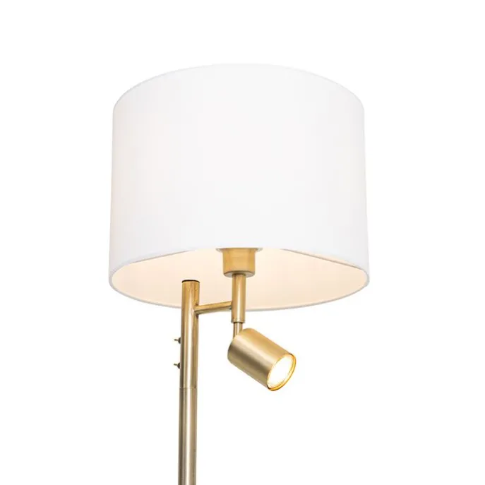 Stehlampe Bronze mit weißem Schirm und Leselampe - Jelena