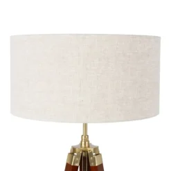 Stehlampe Messing mit Schirm hellgrau 50 cm Stativ - Cortin