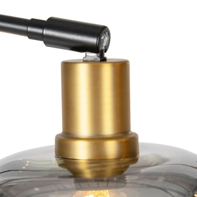 Stehlampe Schwarz mit Gold mit Rauchglas 5 Lichter - Zuzanna