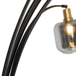 Stehlampe Schwarz mit Gold mit Rauchglas 5 Lichter - Zuzanna