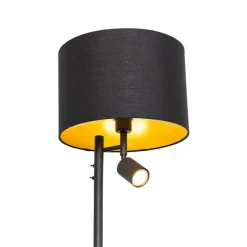 Stehlampe schwarz mit goldenem Interieur und Leselampe - Jelena