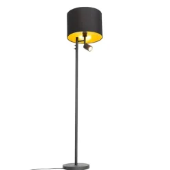 Stehlampe schwarz mit goldenem Interieur und Leselampe - Jelena