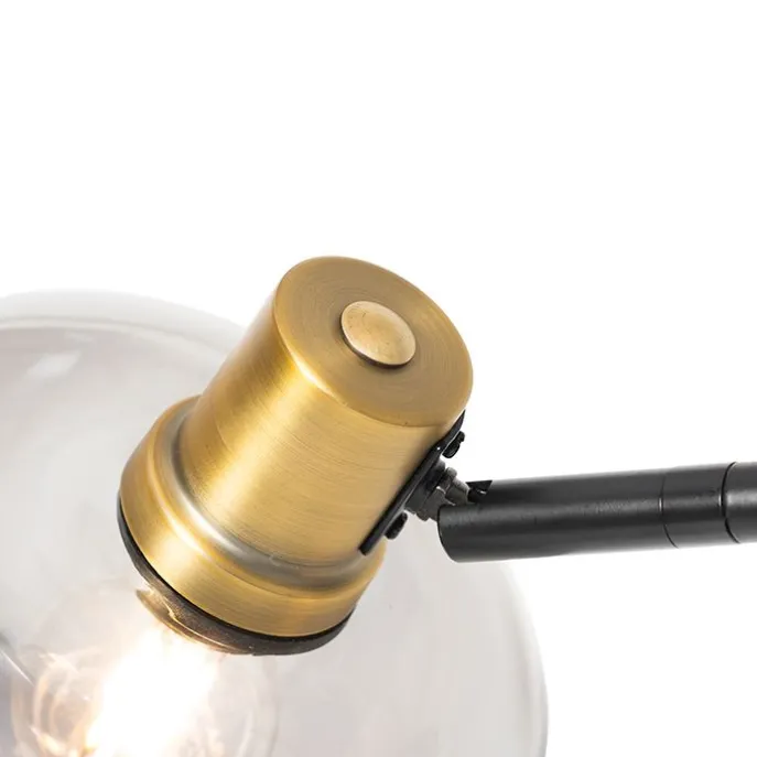 Stehlampe schwarz mit Gold mit Rauchglas 3 Lichter - Zuzanna