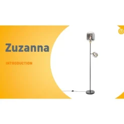 Stehlampe schwarz mit Gold mit Rauchglas 3 Lichter - Zuzanna