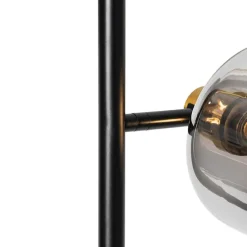 Stehlampe schwarz mit Gold mit Rauchglas 3 Lichter - Zuzanna