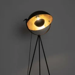Stehlampe schwarz mit goldenem 42 cm verstellbarem Stativ - Magnax