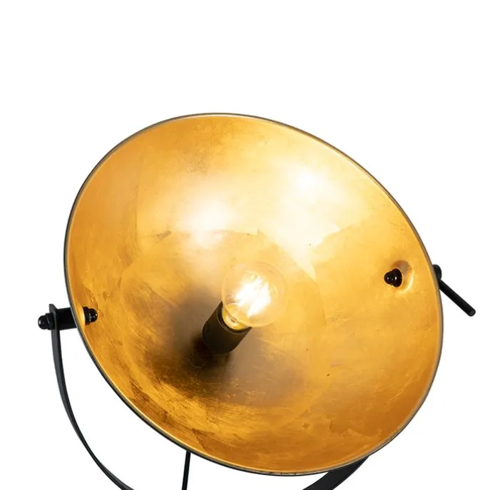 Stehlampe schwarz mit Gold 35 cm verstellbar - Magnax